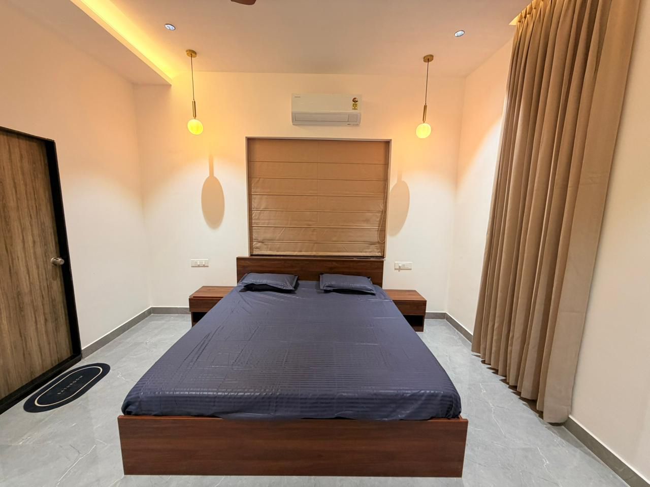 Luxury AC bedroom inside D Treatfarms private farmhouse Pocharam Hyderabad